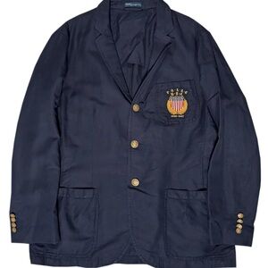 Polo Ralph Lauren P.R.L.A.C USA Navy Linen Blazer (Size 46R) NWT